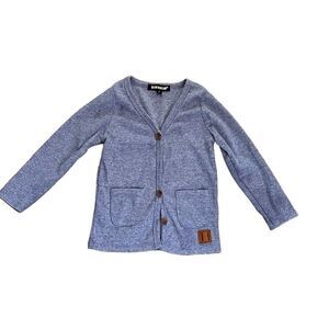 Beau Hudson Toddler Button Up Unisex Blue Ribbed Knit Cardigan US 2T Casual